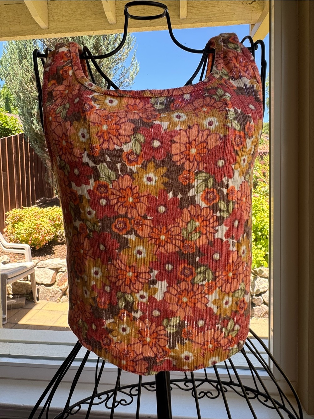 Colsie Ribbed Tank and Short PJ/lounge set in retro 70s floral